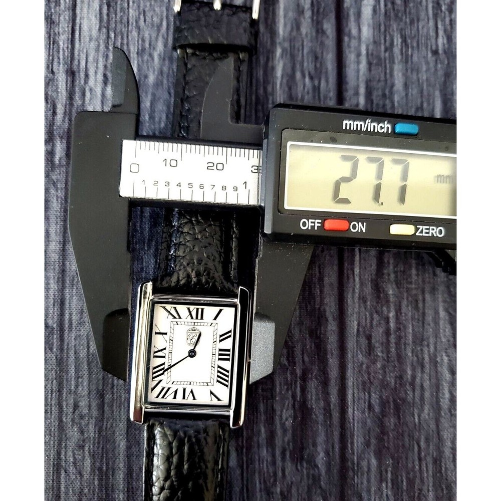 Pierre Lucerne 1888 Must Inspired Tank Swiss Style Mens Dress Watch Black Band - Picture 14 of 16